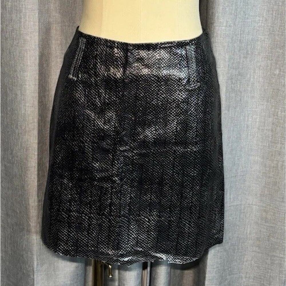 CHROMESTAR NWT Black Silver Reptile Print Distressed leather Skirt Size 2